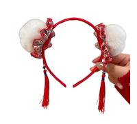 Songelt Plush Buns Hair Hoop For Costume Parties And Everyday Wear Festival Zodiacal Fringed Headband For Chinese New Year 2025 Celebration Hair Accessory