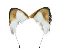 Songelt Plush Hair Hoop Dog Ears Headwear With Metal Furry Headband Cute Anime Fancy Dress Cosplay Accessories Handmade Headdress Long Hairband