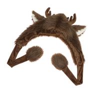 Songelt Plush Reindeer Hat For Winter Warm Deer Horn Roleplay Party Costume Earflap Adult Unisex Trapper For Cold Days Earflap Hat