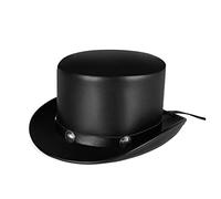 Songelt PU Leather Gentleman Hat Hat Punk For Halloween Party Stage Performance Costume Cosplay Retro Round TopTopper Accessories Punk Men