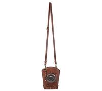 Songelt Punk Leather Crossbody Bag For Women Punk Shoulder Bags With Adjustable Strap Casual Satchel Purse Compact Phone Bags Retro Fashion Purse
