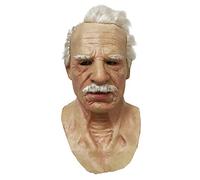 Songelt Realistic Bald Old Man Latex Full Face Neck Helmet For Masquerade Halloween Party Costume Cosplay Props Latex Bald