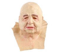 Songelt Realistic Bald Old Man Latex Full Face Neck Helmet For Masquerade Halloween Party Costume Cosplay Props Latex Bald