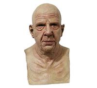 Songelt Realistic Bald Old Man Latex Full Face Neck Helmet For Masquerade Halloween Party Costume Cosplay Props Latex Bald