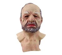 Songelt Realistic Bald Old Man Latex Full Face Neck Helmet For Masquerade Halloween Party Costume Cosplay Props Latex Bald