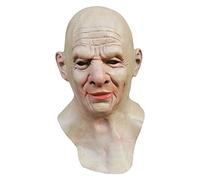 Songelt Realistic Bald Old Man Latex Full Face Neck Helmet For Masquerade Halloween Party Costume Cosplay Props Latex Bald