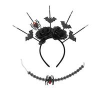 Songelt Rose HaloCrown Goth Headpiece Rose Headband Choker Gothic Headband Goth Choker Halloween Bat HaloCrown Headpiece