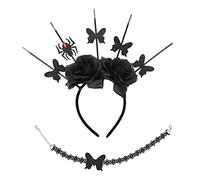 Songelt Rose HaloCrown Goth Headpiece Rose Headband Choker Gothic Headband Goth Choker Halloween Bat HaloCrown Headpiece