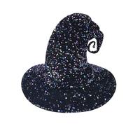 Songelt Sequined Halloween Witch Hat For Cosplay Glittering Wizard Hat Adult Witch Costume Cloche Festival Holiday Adjustable