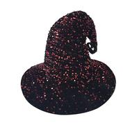 Songelt Sequined Halloween Witch Hat For Cosplay Glittering Wizard Hat Adult Witch Costume Cloche Festival Holiday Adjustable