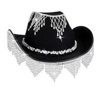 Songelt Sparkling Crystal Cowboy Hats Tassels For Bachelorette Party Cowboy Hats Disco Hat For Actor Actress Disco Party