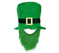 Songelt St Patrick Day Hat For Family Gathering Carnival Party Celebration Beard Hat Holiday Props Headwear Shamrock Cowboy St Patrick Day Theme Party Music Festival