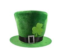 Songelt StPatrick Day Celebration Beard Hat Festival Party Green Tall Hat Shamrock Flat Top Irish National Day Accessories Stpatrick For Party