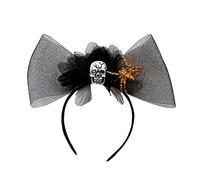 Songelt Sweet Women Live Broadcast Hairband With Skull Decors Elegant Bowknot Decors Headbands Halloween Hair Hoop For Teens Halloween Headband