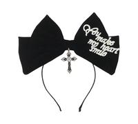 Songelt Unique Punk Oversized Retro Hair Band Dark Head Accessory For Adults Hair Hoop With Bowknot And Crosses Cosplay Maid Black Bows Headband