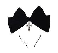 Songelt Unique Punk Oversized Retro Hair Band Dark Head Accessory For Adults Hair Hoop With Bowknot And Crosses Cosplay Maid Black Bows Headband