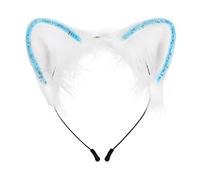 Songelt Unisex Cute Realistic For Ears Shape Headband Blue Color Hair Hoop Makeup Live Broadcast Christmas Party Headpiece Plush Hair Hoop