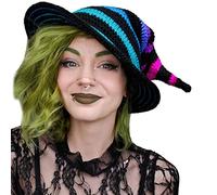 Songelt Unisex Halloween Knitted Witch Hat Multi Color Wizard Hat Men Women Party Headgear Cosplay Festivals Party Props Cosplay Hats For Women Anime Hats For Adults Halloween Carnival