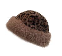 Songelt Warm Ushanka Bear Hat With Ear Furry Caps Cartoon Ear Hat Leopards Print Winter Plush For Casual Wear Leopard Print Plush