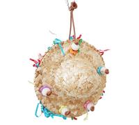 Songelt Weaving Straw Hat Bird Toy Birdcage Hanging Tearing Hat Toy Cage Accessories Budgies Chewable Macaws Pecking Cage Hanging