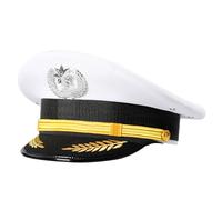 Songelt Wide Brimmed Security Guard Hat Aviation Crews Hat Activity Cosplay Headwear Halloween Props Comfortable Lightweight