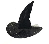 Songelt Wide Brims Witches Hat Stars Lace Witch Caps Large Black Witches Witch Hat Halloween Cosplay Costume For Women Girls Caps