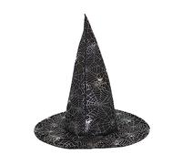 Songelt Witch Hat Costume For Women Men Teenagers For Halloween Party Decorations Sequins Tulle With Cobweb Masquerade Costume Accessory