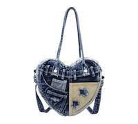 Songelt Women Bag Denims Underarm Bag Trendy Handbag Large Capacity Armpit Shopping Heart Shaped Shoulder Womens Shoulder Retro Denims Armpit Heart Shaped Handbag For Everyday