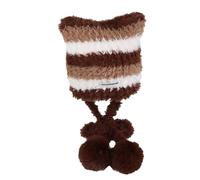Songelt Y2K Striped Knitted Hat Halloween Striped Kitten Ear Hat 2000s Girls Party Cosplay Party Hats Headgear Handmade Beanies