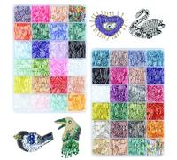 SONGIN 8640Pcs Glass Bugle Beads Kit, 2 * 7mm Tube Beads, Silverlined & Iridescent Craft Bead, 48 Colors Long Tube Bead for Jewelry Making, Embroidery, Crafts & DIY Projects
