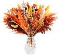 Songjum 59PCS Dried Pampas Grass Bouquet Orange Fall Pampas Grass Mix Bouquet Contains Bunny Tails Dried Flowers and Reed Grass for Boho Home Table Decor Rustic Farmhouse and Wedding Decor(48cm)