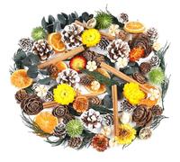 Songjum Christmas Wreath Making Supplies Cinnamon Pine Cones Scented Potpourri Bag with Chrysanthemums Orange Slices for Christmas Wreath Vase Filler Christmas DIY