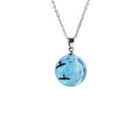 SONGK Glow in the Dark Resin Rould Ball Moon Pendant Necklace Women Blue Sky White Cloud Chain Necklace Fashion Jewelry Gifts For Girl