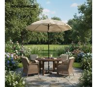 Songmics 1.8M Parasol, Garden Umbrella, Upf 50+, 30 Tilt In 2 Directions, Height Adjustable, With Portable Carry Bag, Beige