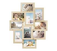 SONGMICS Collage Picture Frame, 10 Openings for 4x6 Photos, Multi-Photo Display for Wall Decor, Natural Beige RPF020N01