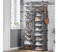 SONGMICS 10-Slot Interlocking Shoe Storage Cabinet Modular with Doors Steel in Grey SONGMICS Grey