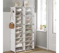 SONGMICS 10-Slot Interlocking Shoe Storage Cabinet Modular with Doors Steel in White SONGMICS White