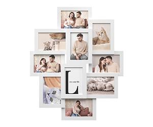 SONGMICS, 10 Slot Photo Frame 10x15cm for Each Photo Collage Frame MDF White RPF20WT