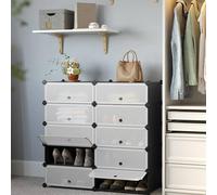 SONGMICS 10 Slot Rectangular Storage Organiser Modular DIY Plastic Wardrobe in Black SONGMICS Black