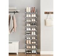 SONGMICS 10-Tier Metal Shoe Storage Organiser Customisable Space-Saving Design in Grey SONGMICS Grey