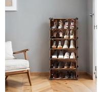 Songmics 10-Tier Shoe Rack, Modular Storage Unit, Plastic Shelves With Door