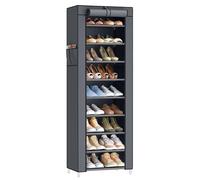 SONGMICS 10-Tier Shoe Rack, Shoe Storage Cabinet, Non-Woven Fabric Cover | Shoe Storage Organiser, Dustproof, for Heels, Sneakers, Boots, Easy Assembly, 48 x 29 x 160 cm, Slate Grey RXJ034GN02