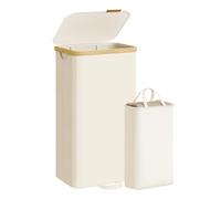 SONGMICS 100 Litre 1 Compartment Bamboo Frame Laundry Basket with Lid | ROXANNE LCB531WD01 Laundry Hamper Laundry Bag Removable Laundry Bag for Laundry Room Bedroom Cream White