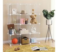 Songmics 12-Cube Wire Grid Storage Rack, Interlocking Shelving Unit With Metal Mesh Shelves And Pp Plastic Sheets