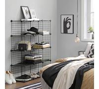 Songmics 12-Cube Wire Grid Storage Rack, Interlocking Shelving Unit With Metal Mesh Shelves And Pp Plastic Sheets