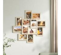 Songmics 12-Frame Wall Collage, Photo Display Set For Family Pictures, Memory Frame Collection, Natural Beige