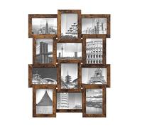 SONGMICS 12-Photo Collage Frames, MDF, Clear Glass, Wall Decor | Collage Photo for Wall, Rustic Brown and Clear Glass, KAVI Collection RPF026X01
