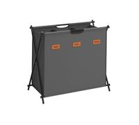 SONGMICS 135 L Laundry Basket, 3 Sections, Collapsible X-Frame | Laundry Hamper Clothes Organiser with Customisable Labels, Laundry Room, Bedroom, Slate Grey, STEVIE Collection LCB130G01