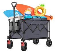 SONGMICS 150L Festival Trolley on Wheels, Folding Wagon Camping Trolley