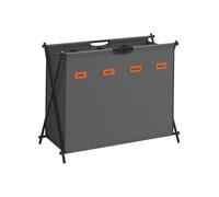 Laundry Hamper with 2 Sections and X-Frame, Slate Grey / 155 L